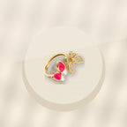 Butterfly-Shaped Minimalist 316L Stainless Steel Ring with Gold Electroplated and Micro-Pave Zirconia Accents for Women - ivory marble minimal luxury product photo