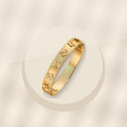 Vintage French-Style 316L 316L Stainless Steel Gold Electroplated Floral Bracelet for Women with Hypoallergenic Finish - ivory marble minimal luxury product photo