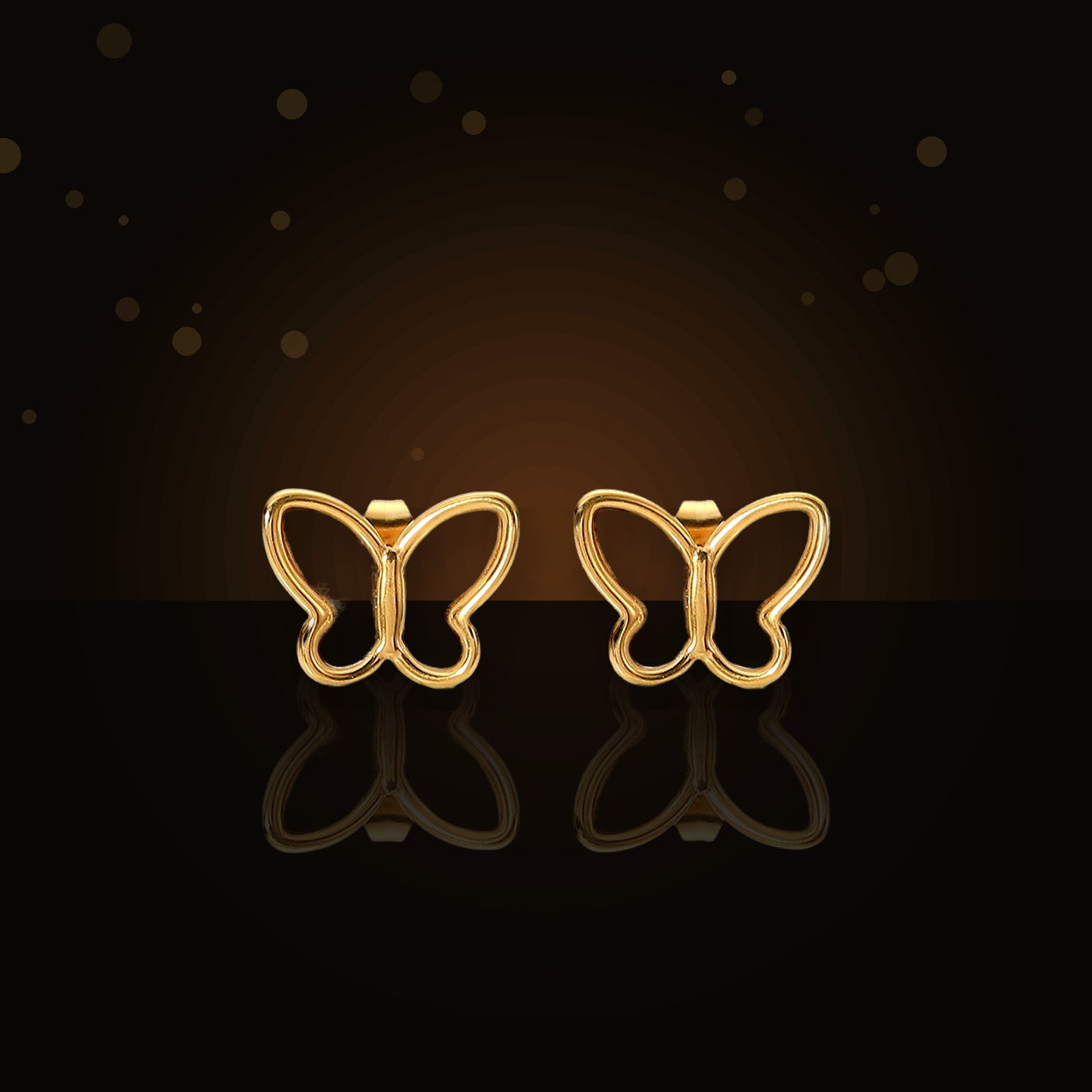 Elegant French Style Gold Electroplated 316L Stainless Steel Butterfly Stud Earrings for Women with Natural White Shell - dark glossy luxury campaign product photo