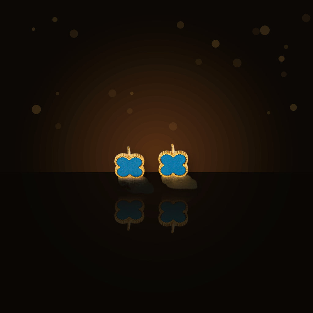 Minimalist Clover-Shaped 316L 316L Stainless Steel Stud Earrings for Women with Gold Gold Electroplated finish Hypoallergenic Fashion Jewelry - dark glossy luxury campaign product photo