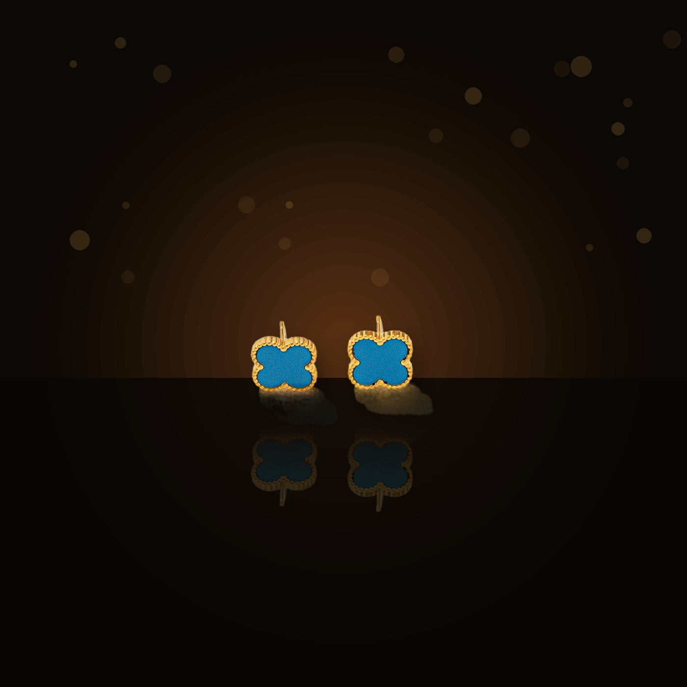 Minimalist Clover-Shaped 316L 316L Stainless Steel Stud Earrings for Women with Gold Gold Electroplated finish Hypoallergenic Fashion Jewelry - dark glossy luxury campaign product photo