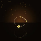 Vintage Style Six-Petal Flower Beaded Bracelet for Women Made of 316L 316L Stainless Steel with Gold Inlay and Wavy Texture - dark glossy luxury campaign product photo