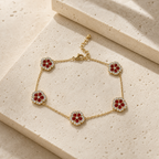 Elegant Floral Hand Chain for Women Made of 316L Stainless Steel with Zircon Inlay, Minimalist Luxury Style Bracelet for Daily Wear and Office Use - modern geometric editorial product photo