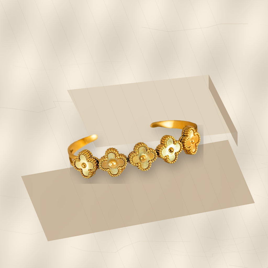 Minimalist Elegant 316L 316L Stainless Steel Bracelet for Women with Gold Electroplated finish and Geometric Oval Design - modern geometric editorial product photo