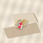 Butterfly-Shaped Minimalist 316L Stainless Steel Ring with Gold Electroplated and Micro-Pave Zirconia Accents for Women - modern geometric editorial product photo