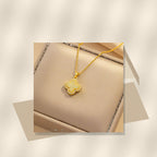 Minimalist Four-Leaf Clover Pendant Necklace for Women in 316L 316L Stainless Steel with Rhinestone Inlay and Polished Finish - modern geometric editorial product photo