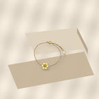 Vintage Style Six-Petal Flower Beaded Bracelet for Women Made of 316L 316L Stainless Steel with Gold Inlay and Wavy Texture - modern geometric editorial product photo