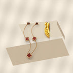 Light Luxury Gold Electroplated Geometric Four-Leaf Clover 316L 316L Stainless Steel Necklace for Women - modern geometric editorial product photo